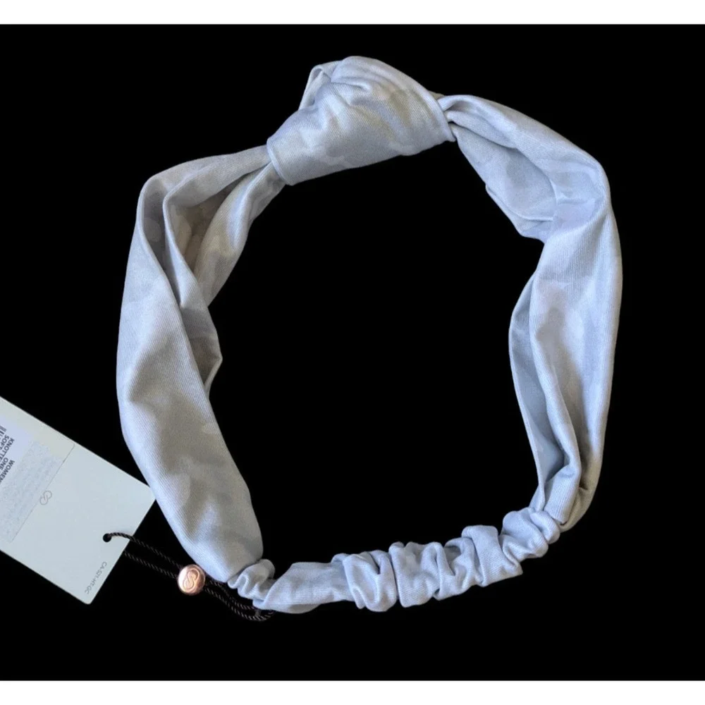 Calia Gray Soft Camo Neutral Printed Knotted Headband NEW Stretch